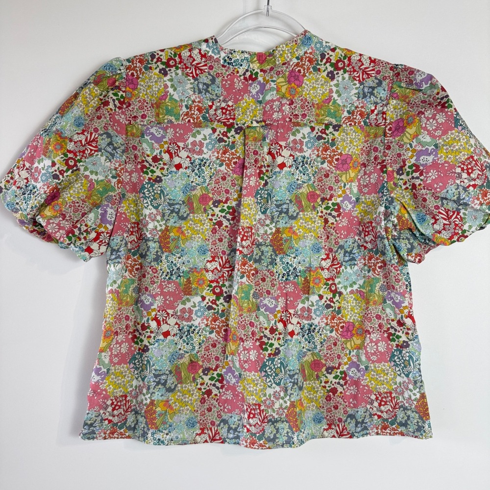 J.Crew Puff Sleeve Top Womens 4 Multi Liberty Patchwork Dream Floral AY706